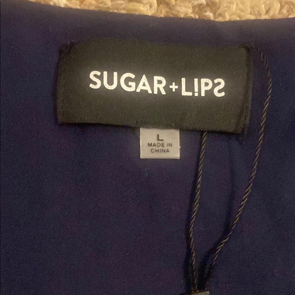 Sugar+Lips Women's Navy Polka Dot Dress Sz Large NWOT - Picture 2 of 7